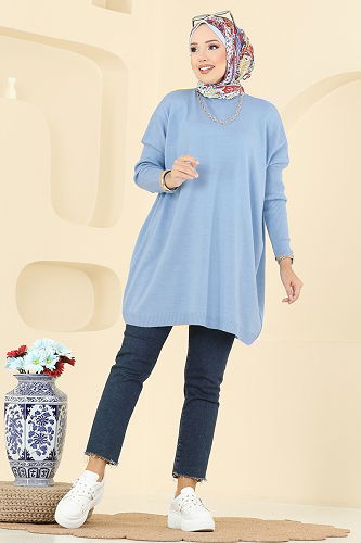 moda selvim بلوز أزرق فاتح 1047KLN570 - Thumbnail