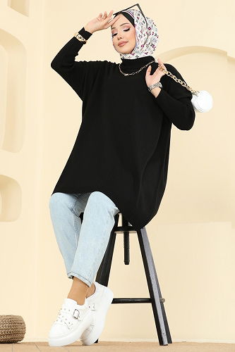 moda selvim Tunic 1047KLN570 Black - Thumbnail