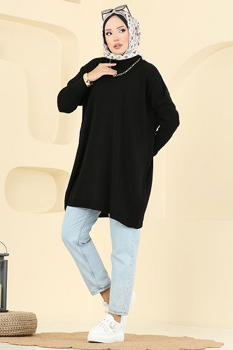 moda selvim Tunic 1047KLN570 Black - Thumbnail