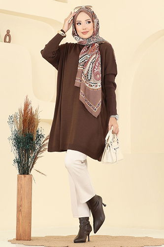 moda selvim Tunic 1047KLN570 Brown - Thumbnail