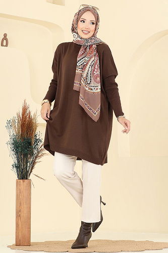 moda selvim Tunic 1047KLN570 Brown - Thumbnail