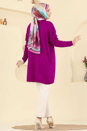 moda selvim Tunic 1047KLN570 Fuchsia - Thumbnail