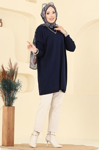 moda selvim Tunic 1047KLN570 Navy Blue - Thumbnail