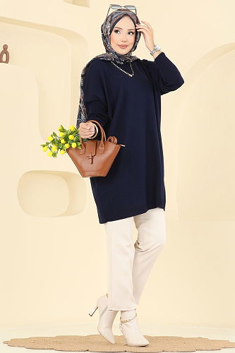 moda selvim بلوز كحلي 1047KLN570 - Thumbnail