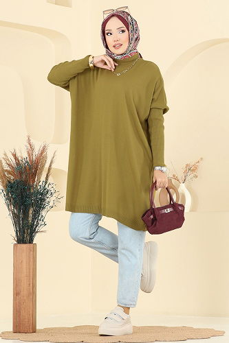 moda selvim Tunic 1047KLN570 Oil Green - Thumbnail