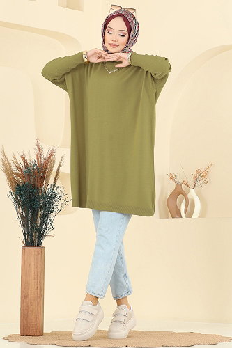 moda selvim Tunic 1047KLN570 Oil Green - Thumbnail