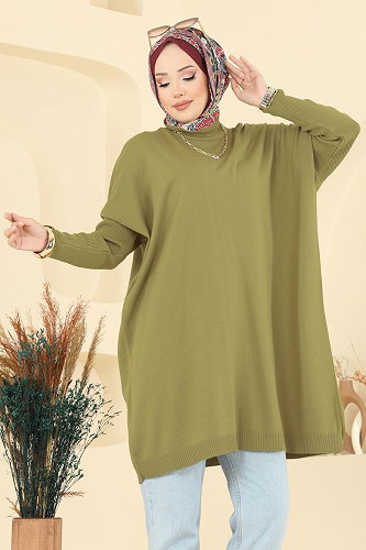 moda selvim Tunic 1047KLN570 Oil Green - Thumbnail