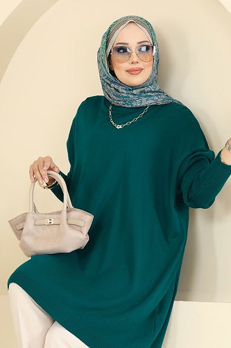 moda selvim بلوز بترولي 1047KLN570 - Thumbnail