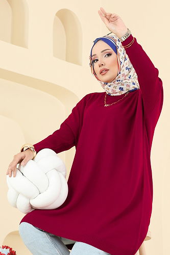moda selvim Tunic 1047KLN570 Red - Thumbnail