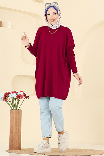 moda selvim Tunic 1047KLN570 Red - Thumbnail