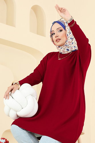 moda selvim Tunic 1047KLN570 Red - Thumbnail