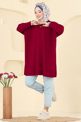 moda selvim بلوز احمر 1047KLN570 - Thumbnail