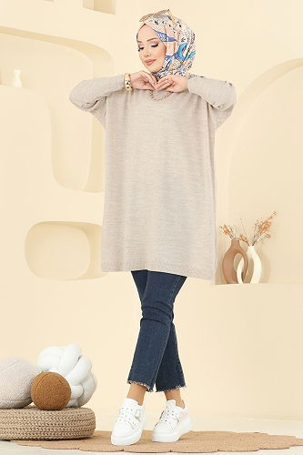 moda selvim بلوز بيج 1047KLN570 - Thumbnail