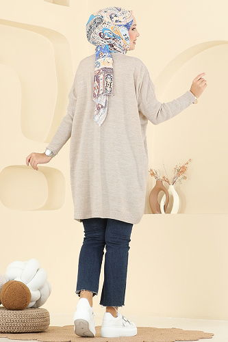 moda selvim بلوز بيج 1047KLN570 - Thumbnail