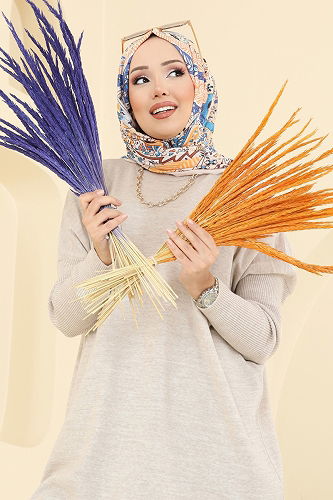 moda selvim بلوز بيج 1047KLN570 - Thumbnail