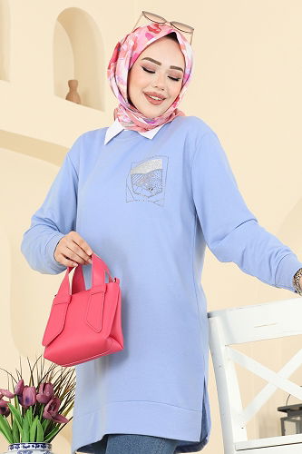 moda selvim بلوز أزرق 104OZN1046 - Thumbnail