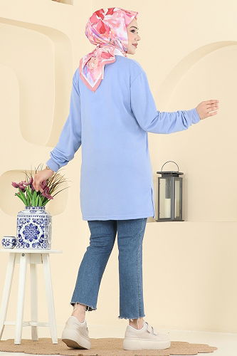 moda selvim بلوز أزرق 104OZN1046 - Thumbnail