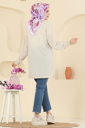 moda selvim بلوز بيج 104OZN1046 - Thumbnail