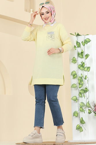 moda selvim Tunic 104OZN1046 Yellow - Thumbnail