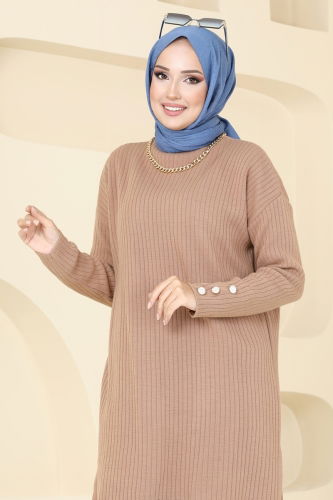 moda selvim Tunic 1052KLN570 Latte - Thumbnail