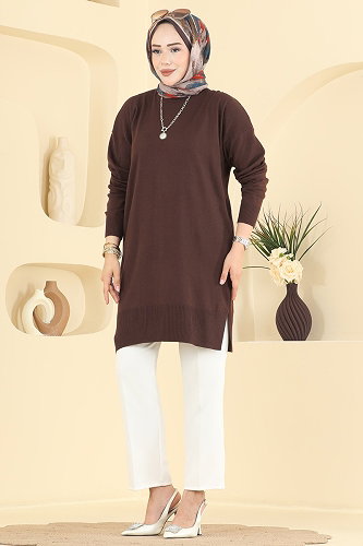 moda selvim بلوز بني 1090KLN570 - Thumbnail