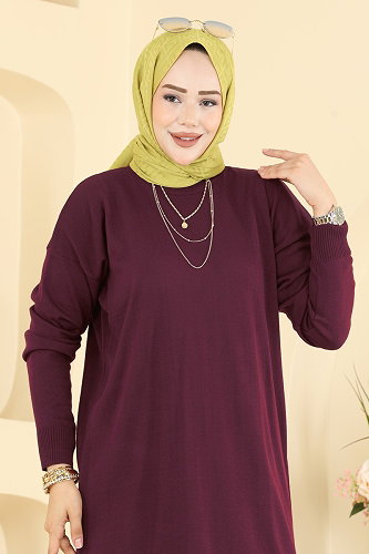 moda selvim بلوز خمري 1090KLN570 - Thumbnail