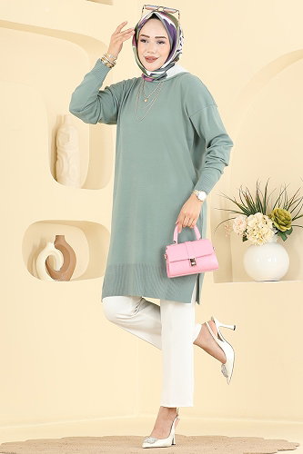 moda selvim بلوز أخضر باهت 1090KLN570 - Thumbnail