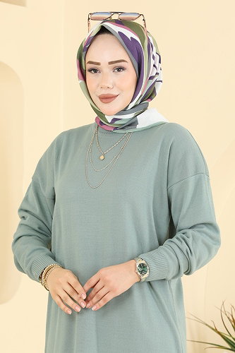 moda selvim بلوز أخضر باهت 1090KLN570 - Thumbnail