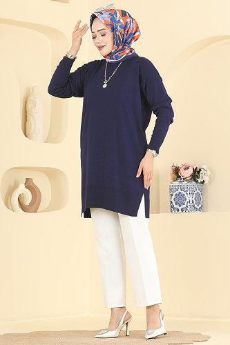 moda selvim Tunic 1090KLN570 Navy Blue - Thumbnail