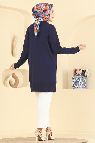 moda selvim Tunic 1090KLN570 Navy Blue - Thumbnail