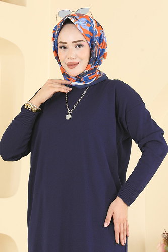 moda selvim بلوز كحلي 1090KLN570 - Thumbnail