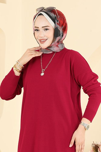 moda selvim Tunic 1090KLN570 Red - Thumbnail