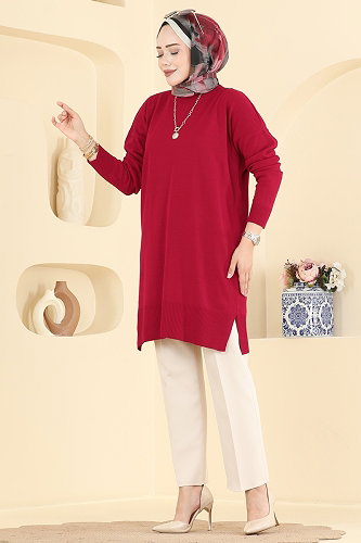 moda selvim بلوز احمر 1090KLN570 - Thumbnail