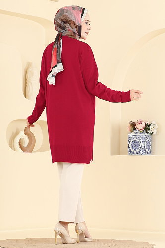moda selvim بلوز احمر 1090KLN570 - Thumbnail