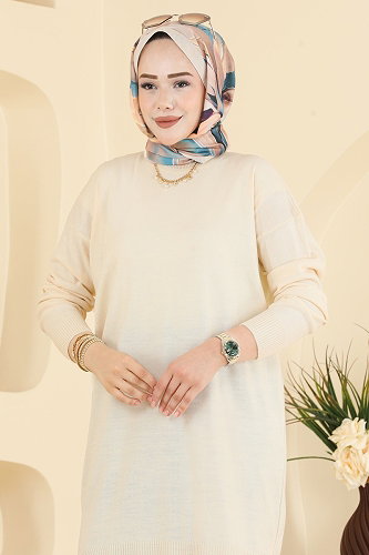 moda selvim Tunic 1090KLN570 Stone - Thumbnail
