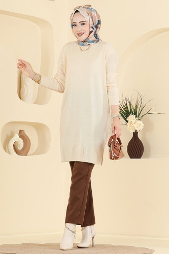 moda selvim بلوز بيج 1090KLN570 - Thumbnail