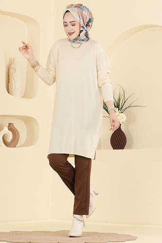moda selvim بلوز بيج 1090KLN570 - Thumbnail