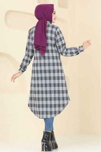 moda selvim Tunic 1096BRZ597 Gray - Thumbnail