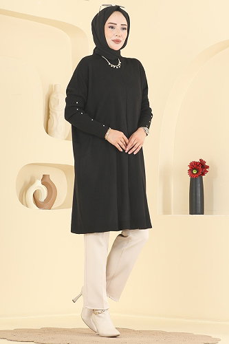 moda selvim Tunic 1097KLN570 Black - Thumbnail