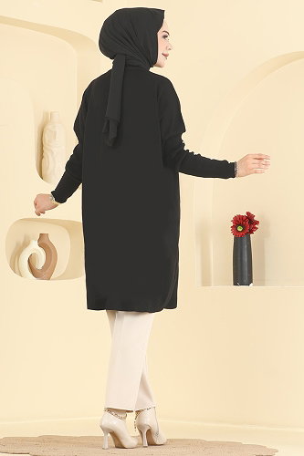 moda selvim بلوز أسود 1097KLN570 - Thumbnail