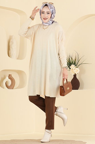 moda selvim بلوز بيج 1097KLN570 - Thumbnail