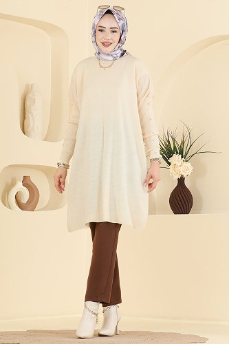 moda selvim بلوز بيج 1097KLN570 - Thumbnail