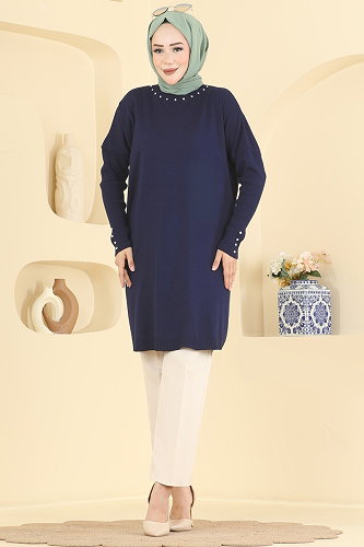 moda selvim Tunic 1100KLN570 Navy Blue - Thumbnail