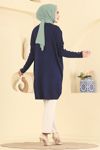 moda selvim Tunic 1100KLN570 Navy Blue - Thumbnail