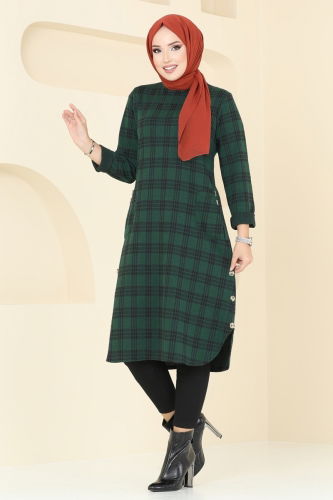 moda selvim Tunic 1102BRZ597 Emerald - Thumbnail