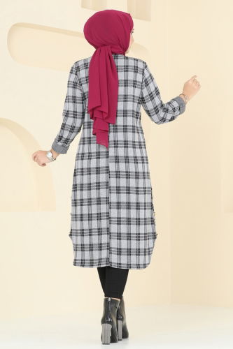 moda selvim Tunic 1102BRZ597 Gray - Thumbnail