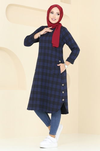 moda selvim Tunic 1102BRZ597 Navy Blue - Thumbnail