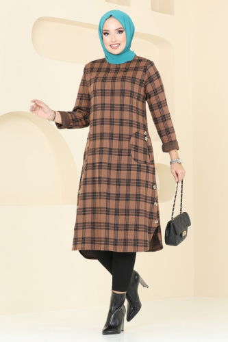 moda selvim Tunic 1102BRZ597 Tan - Thumbnail