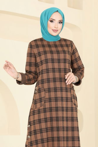 moda selvim Tunic 1102BRZ597 Tan - Thumbnail