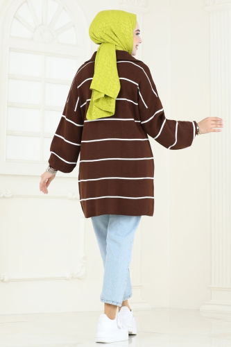 moda selvim Tunic 11037BRZ597 Brown - Thumbnail